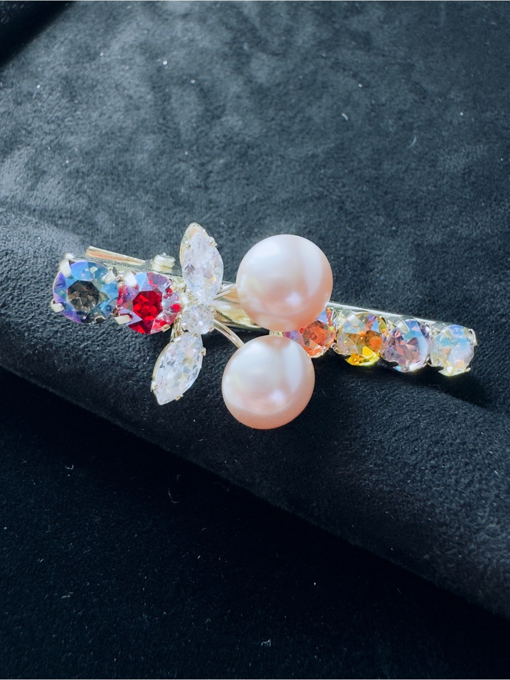 Swarovski Elements Pearl and Crystal Multicolor Hair Clip